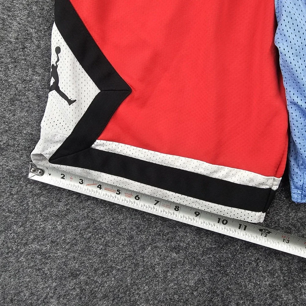 Jordan Basketball Shorts Youth Large Red Blue Mismatch Colorblock Mesh Asymmetri